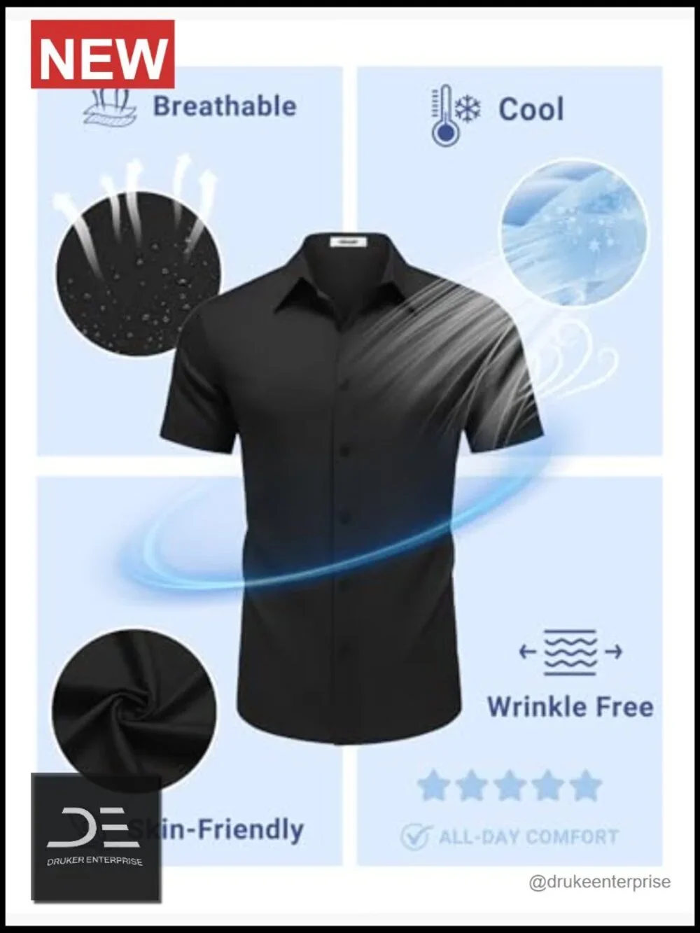 Short Sleeve Button Down Shirt Wrinkle Free Stretch Casual Untucked